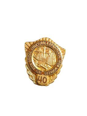 Int. Assn. Bridge Structural Ornamental Iron Workers 40 Year Pin 10K Gold Filled